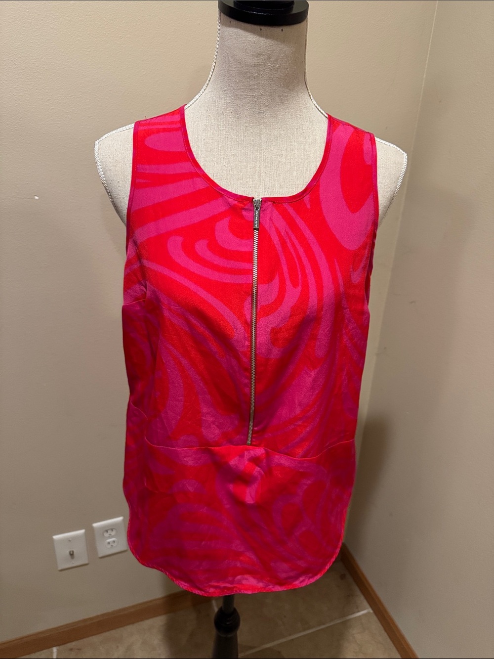 MICHAEL Michael Kors Pink and Fuchsia Zip-Front Sleeveless Camisole